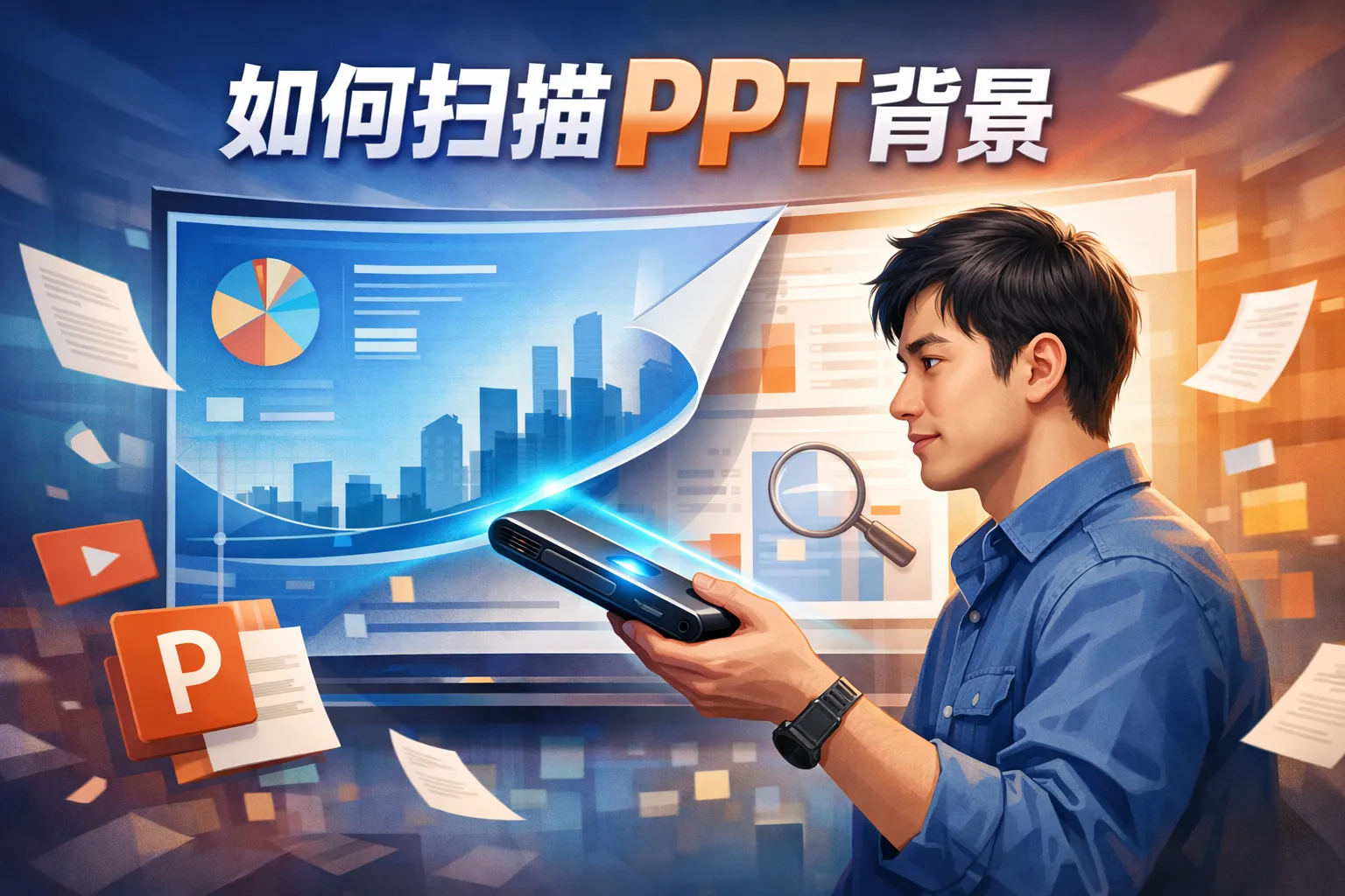 如何扫描ppt背景