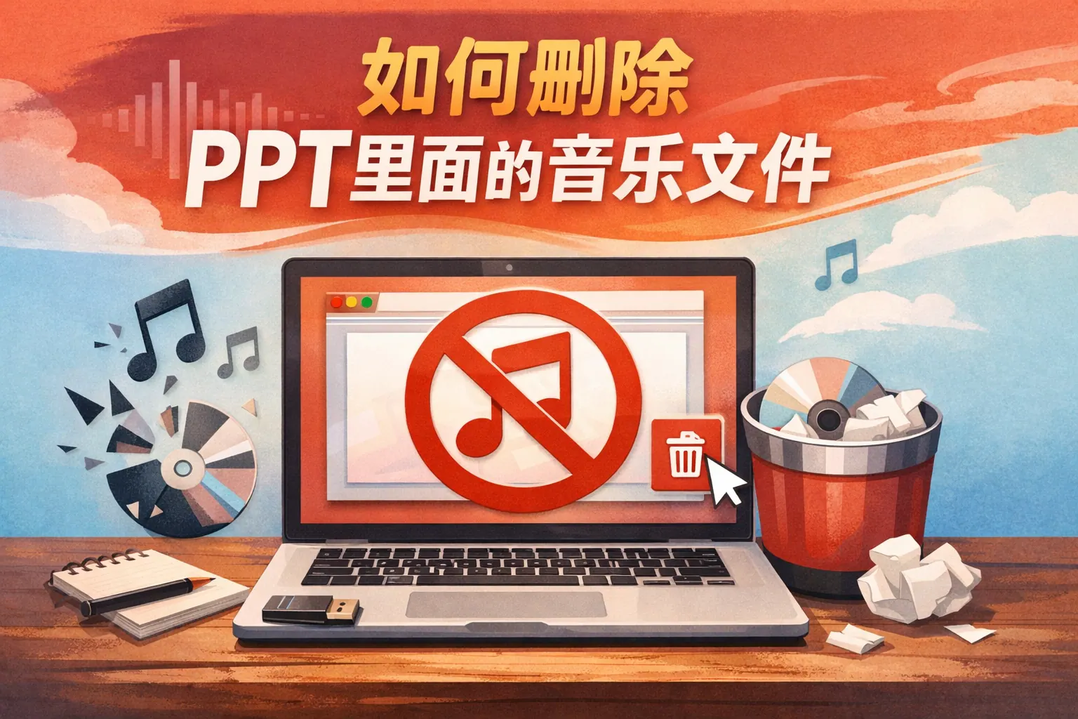 如何删除ppt里面的音乐文件
