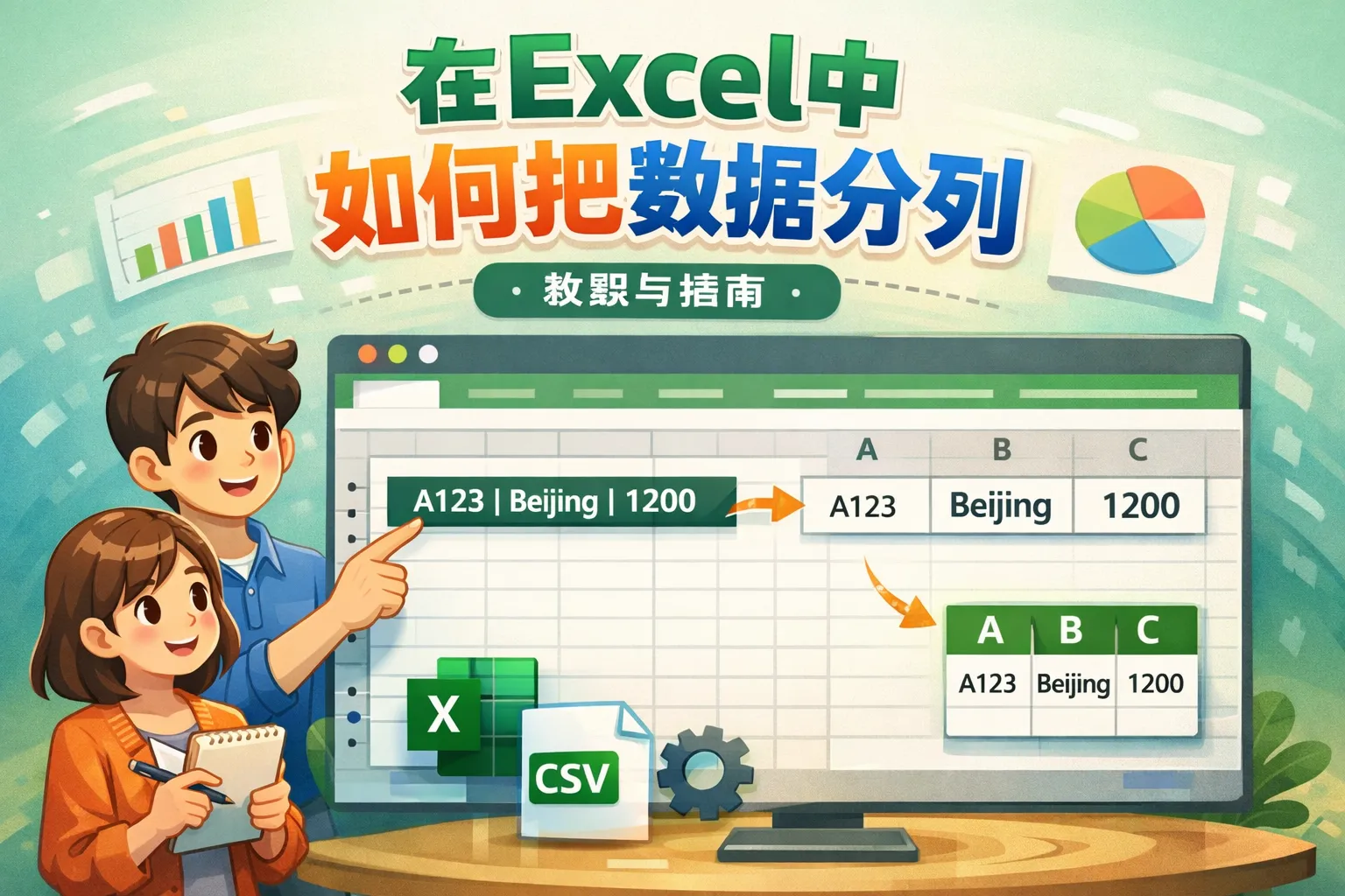 在excel中如何把数据分列