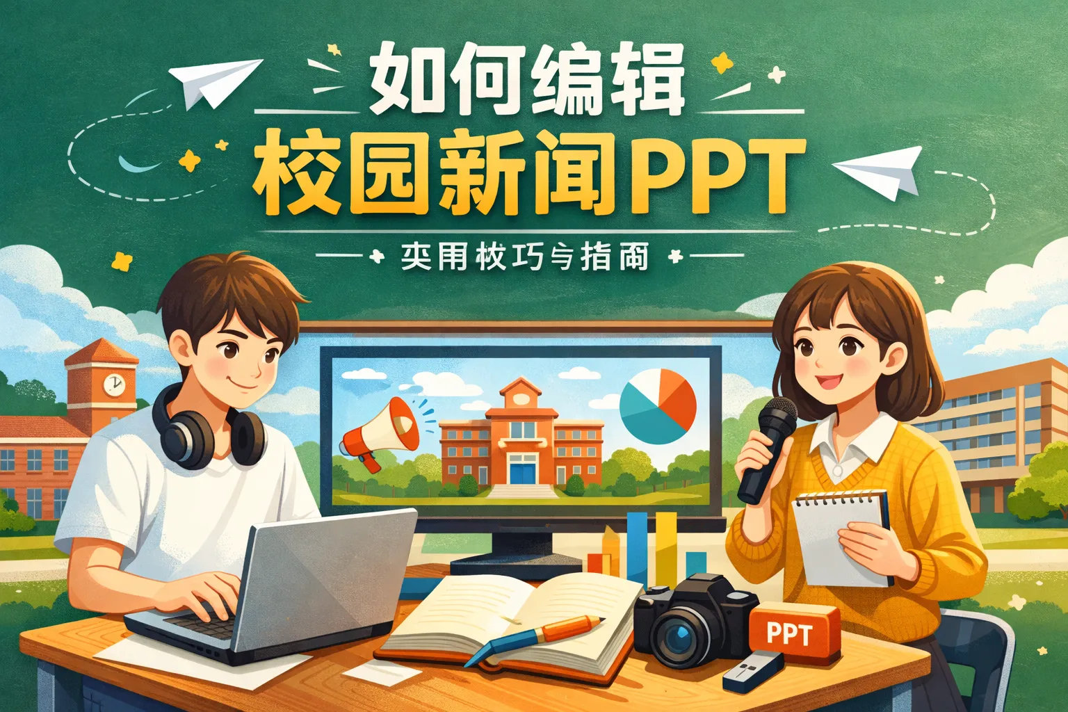 如何编辑校园新闻ppt