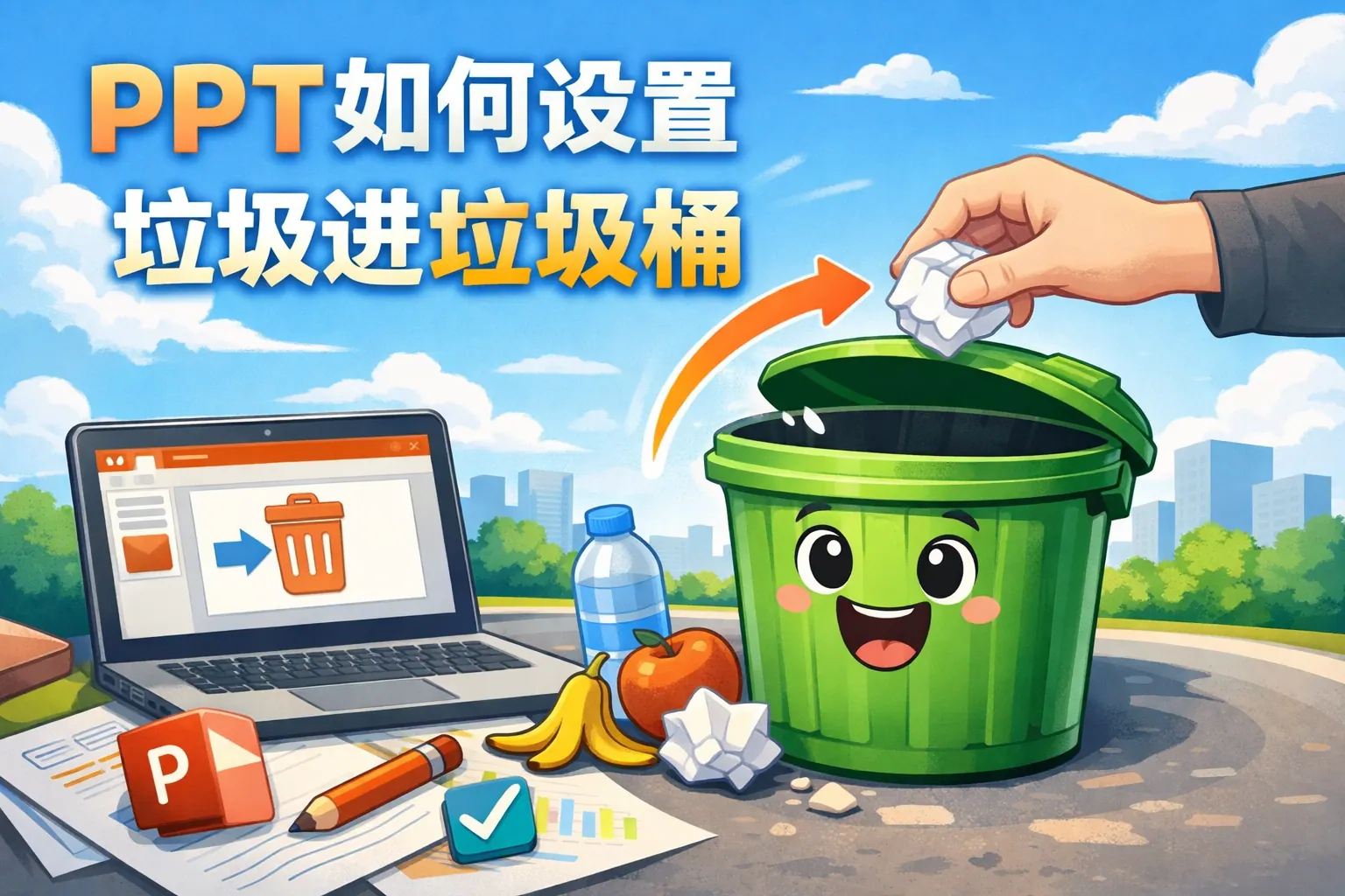 ppt如何设置垃圾进垃圾桶