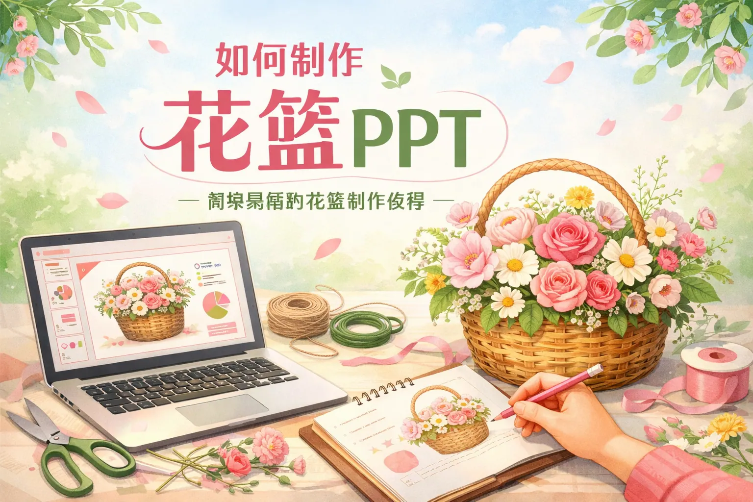 如何制作花篮ppt