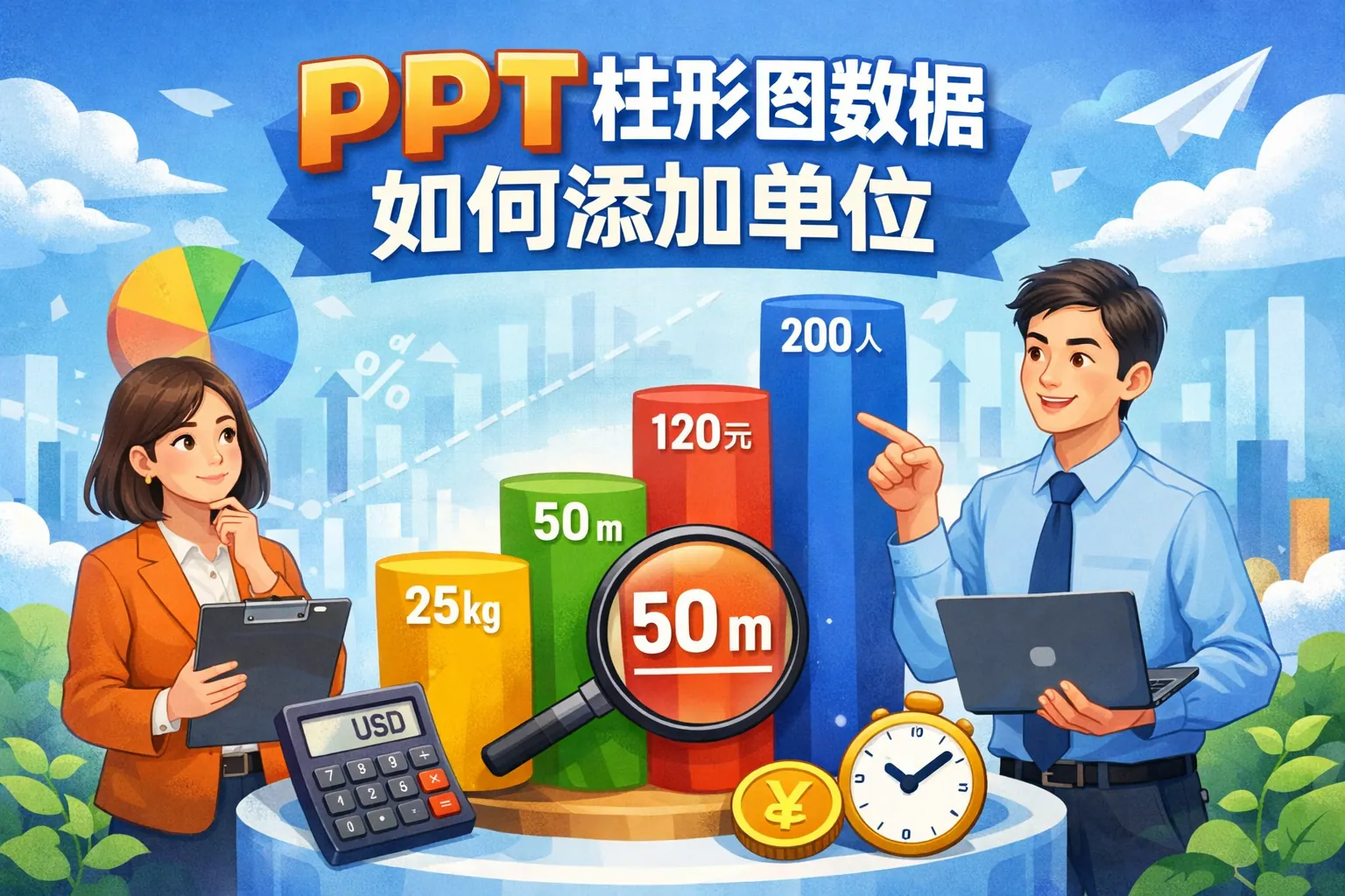 ppt柱形图数据如何添加单位