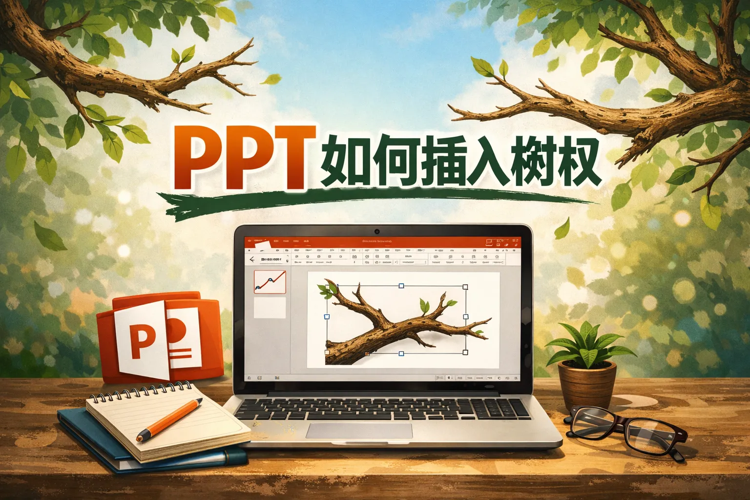 ppt如何插入树杈