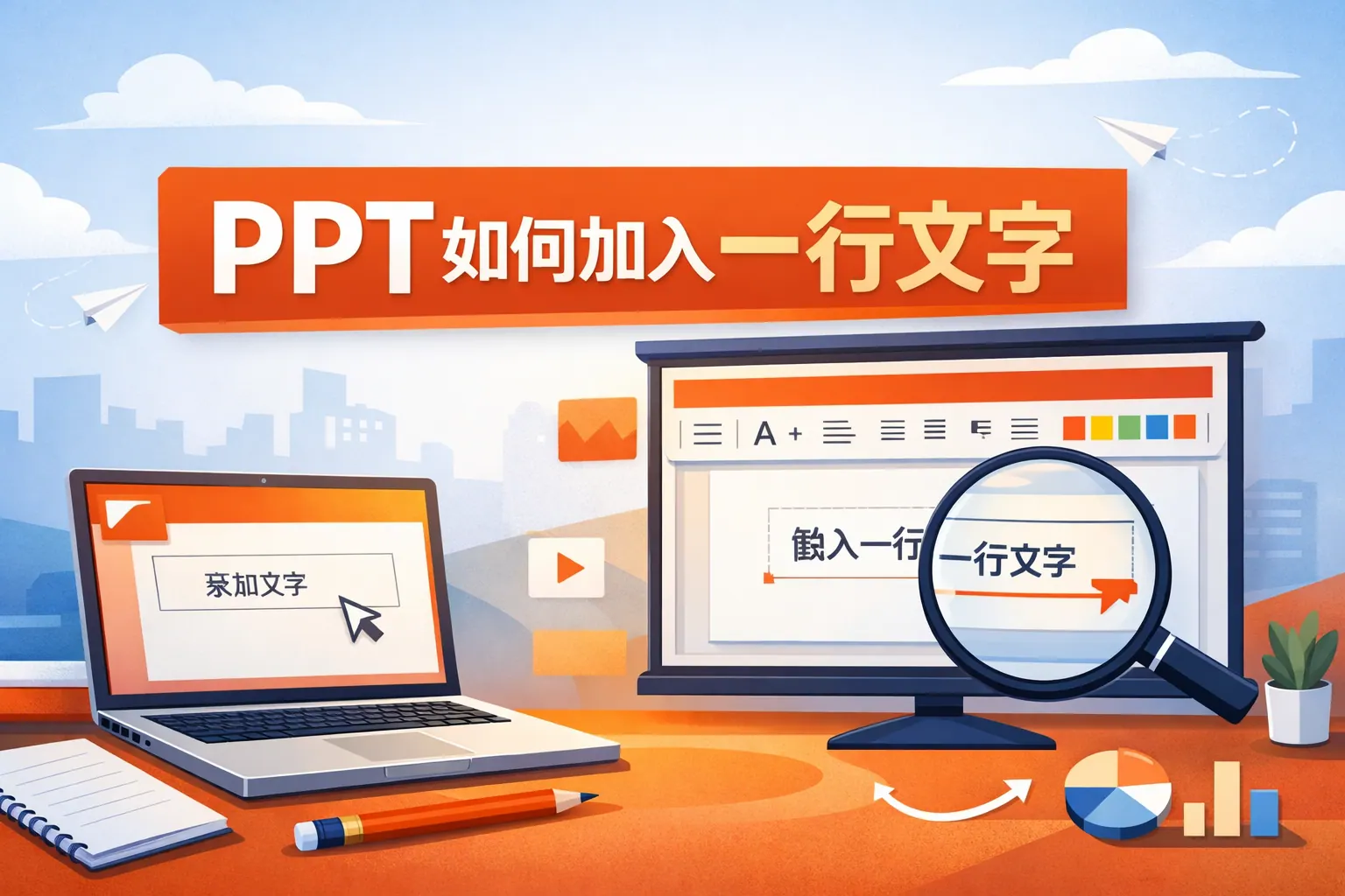 PPT如何加入一行文字