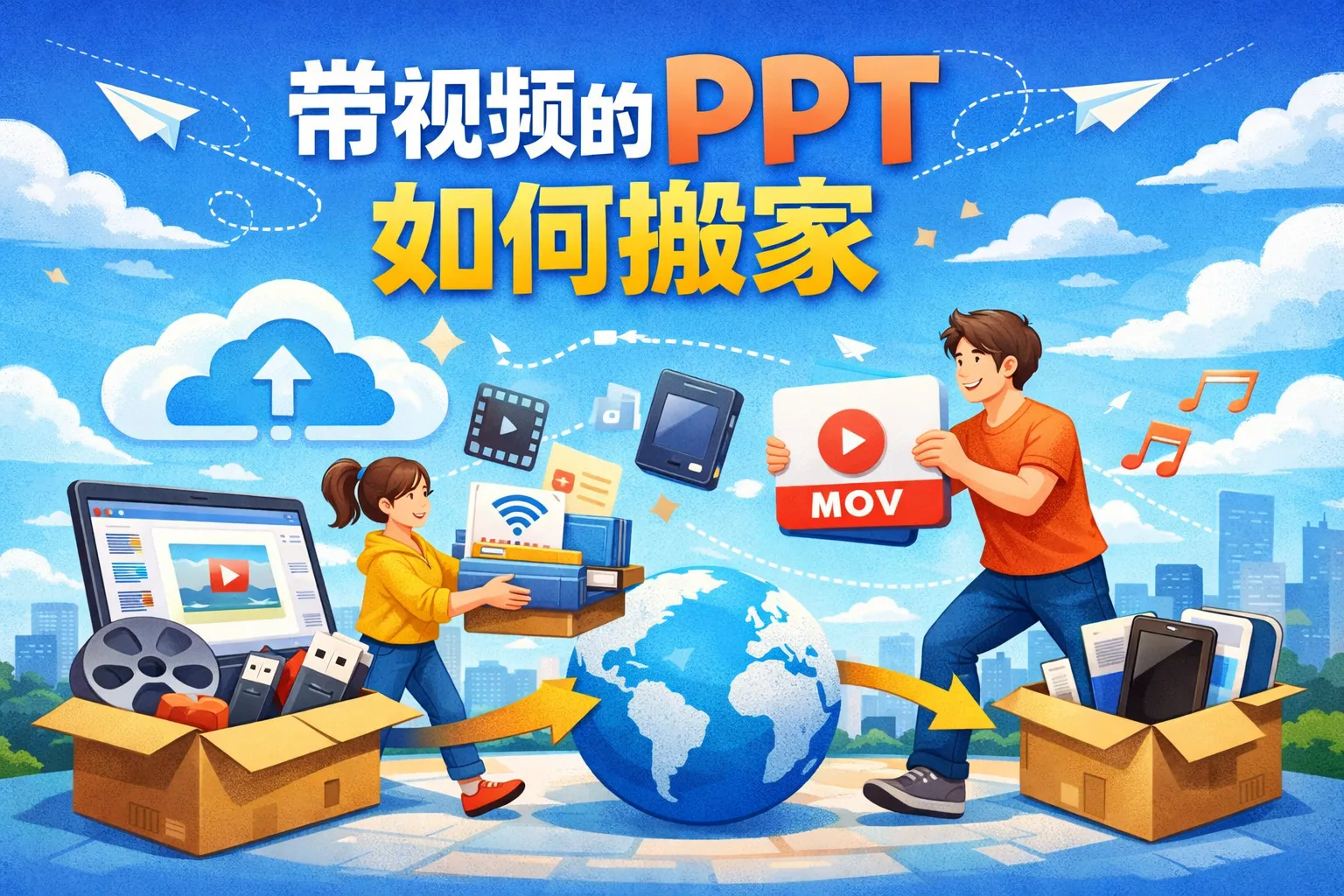 带视频的ppt如何搬家