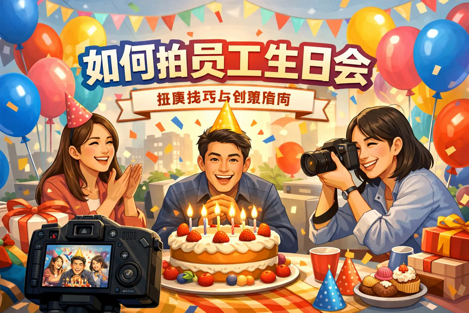 如何拍员工生日会