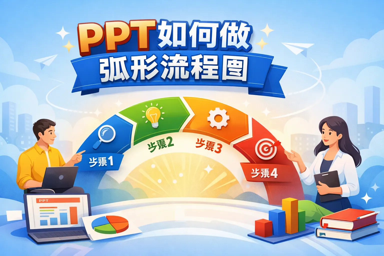 ppt如何做弧形流程图