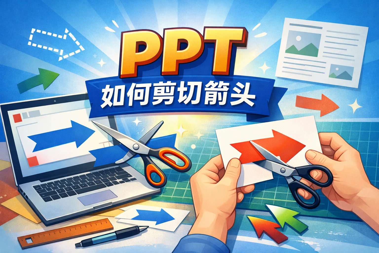 ppt如何剪切箭头