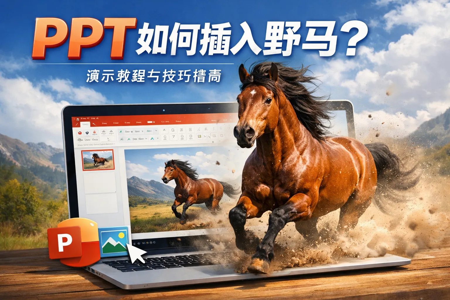 ppt如何插入野马