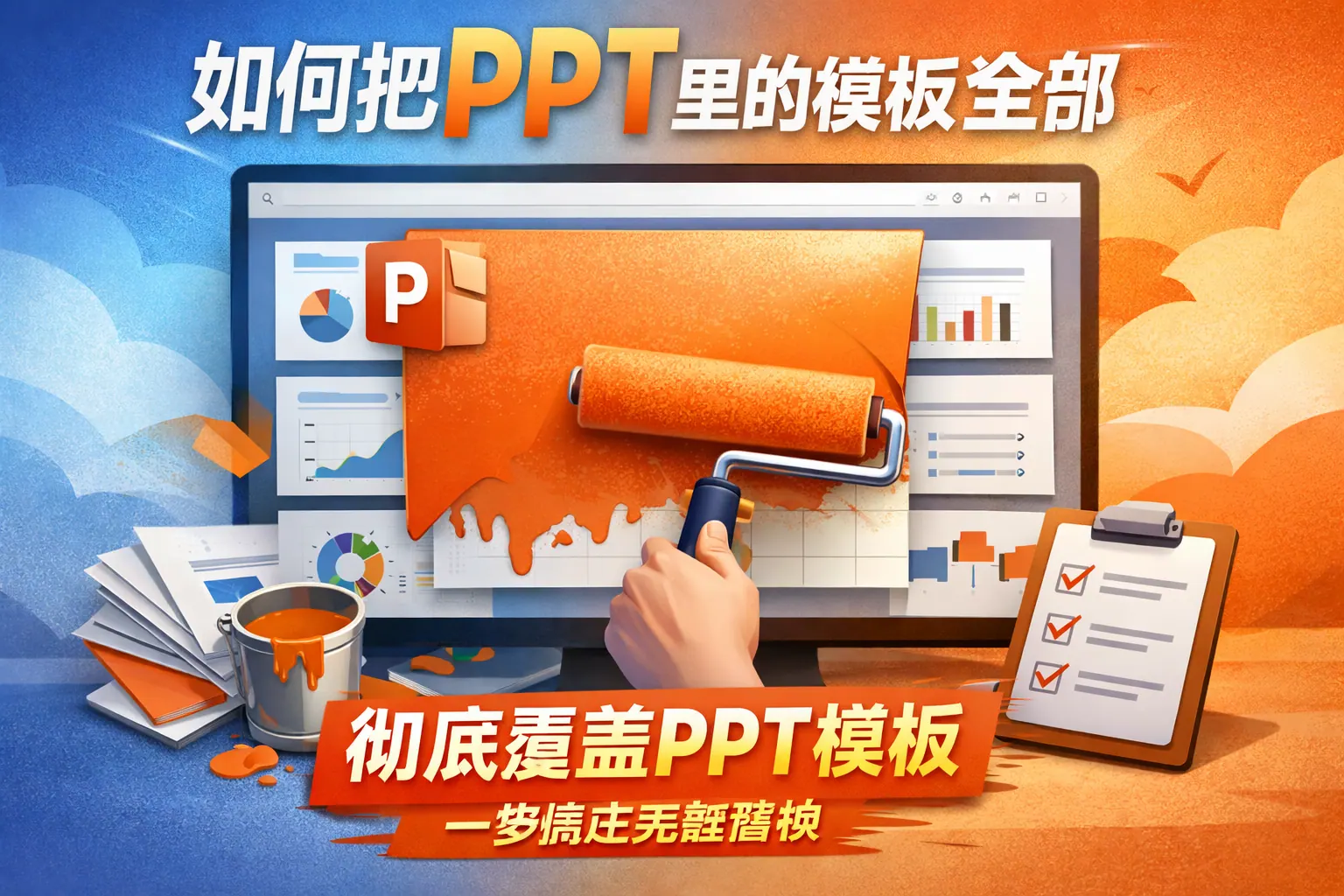 如何把ppt里的模板全部覆盖