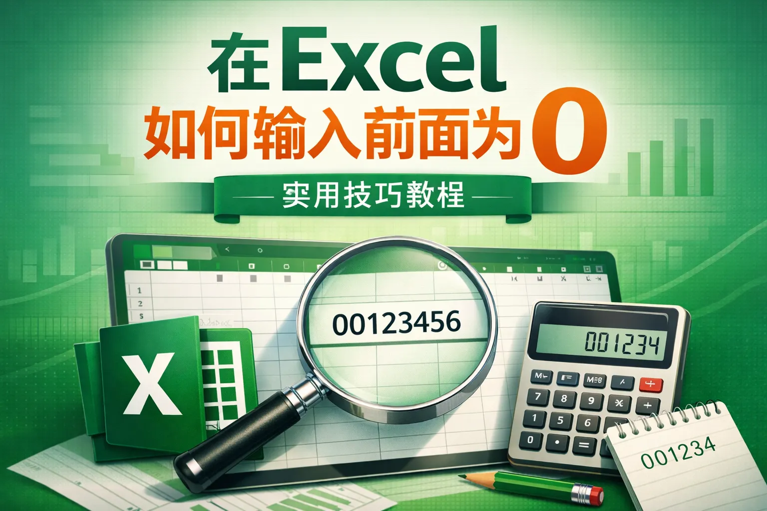 在excel如何输入前面为0