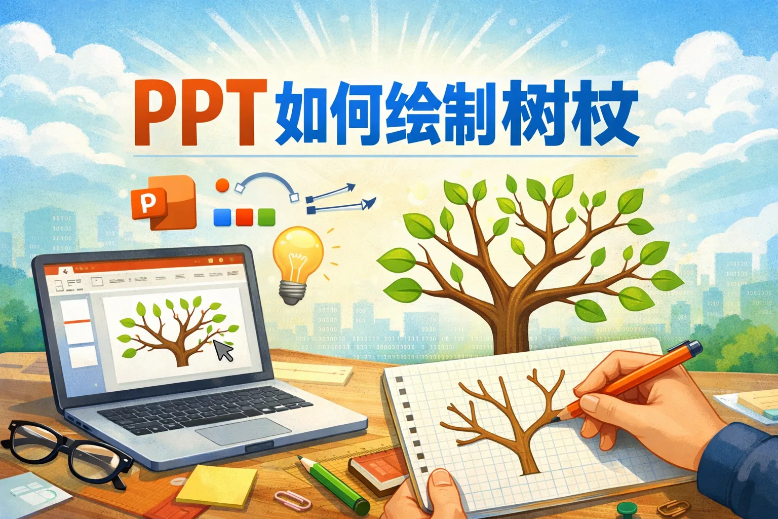ppt如何绘制树杈
