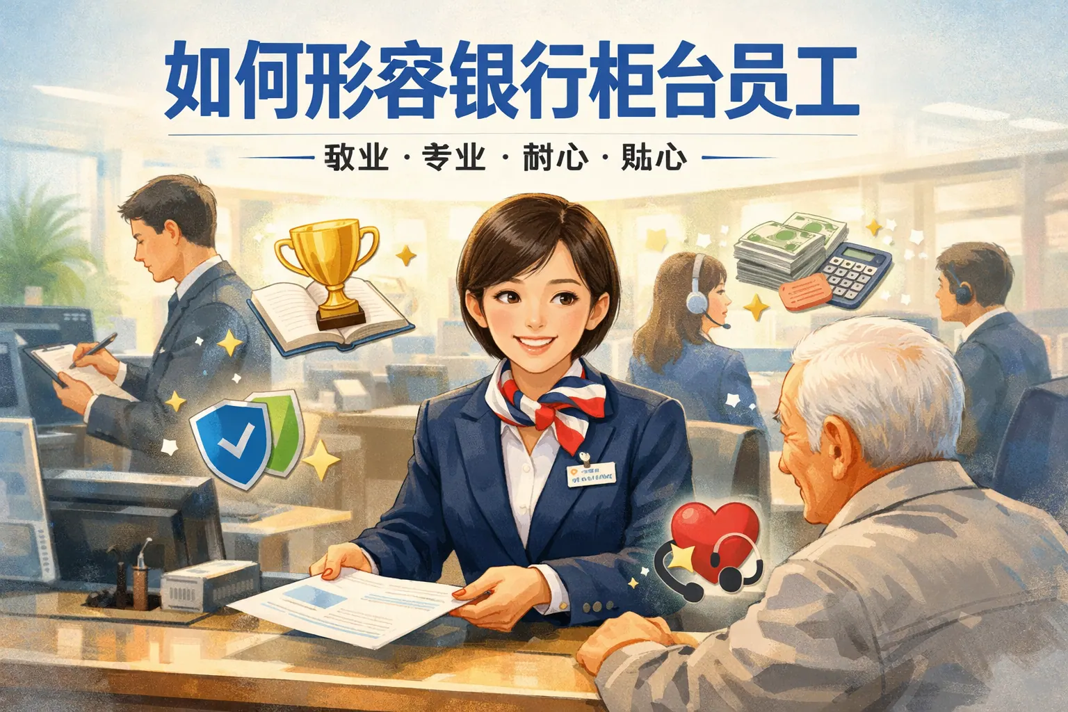 如何形容银行柜台员工