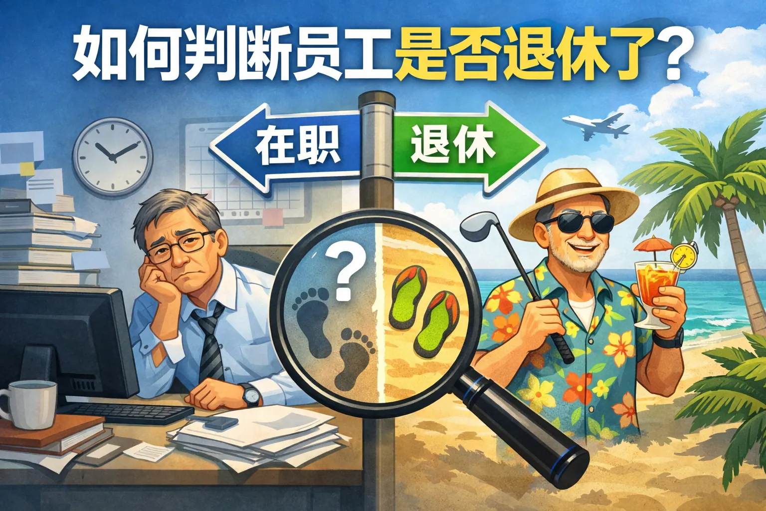 如何判断员工是否退休了