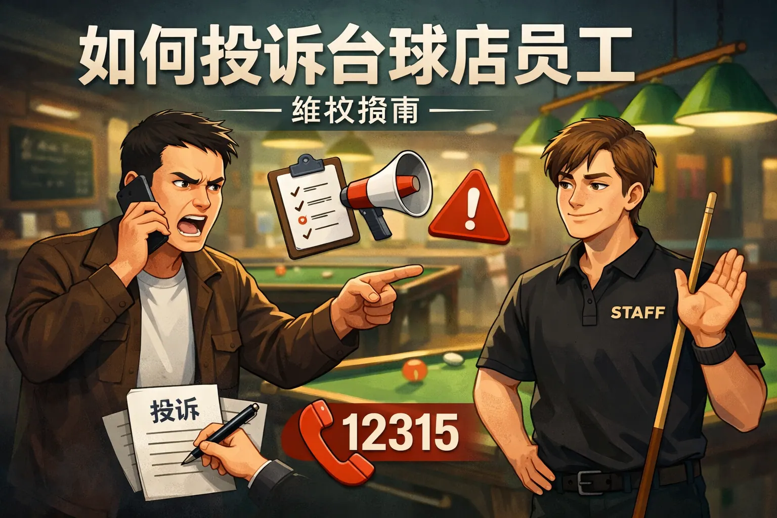 如何投诉台球店员工