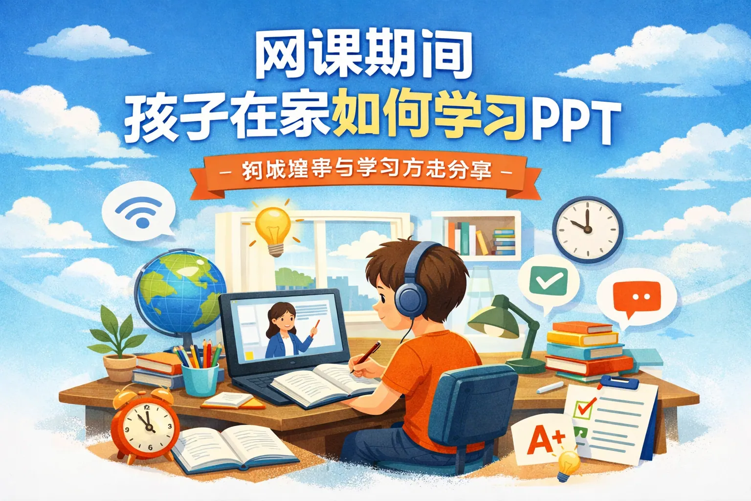 网课期间孩子在家如何学习ppt