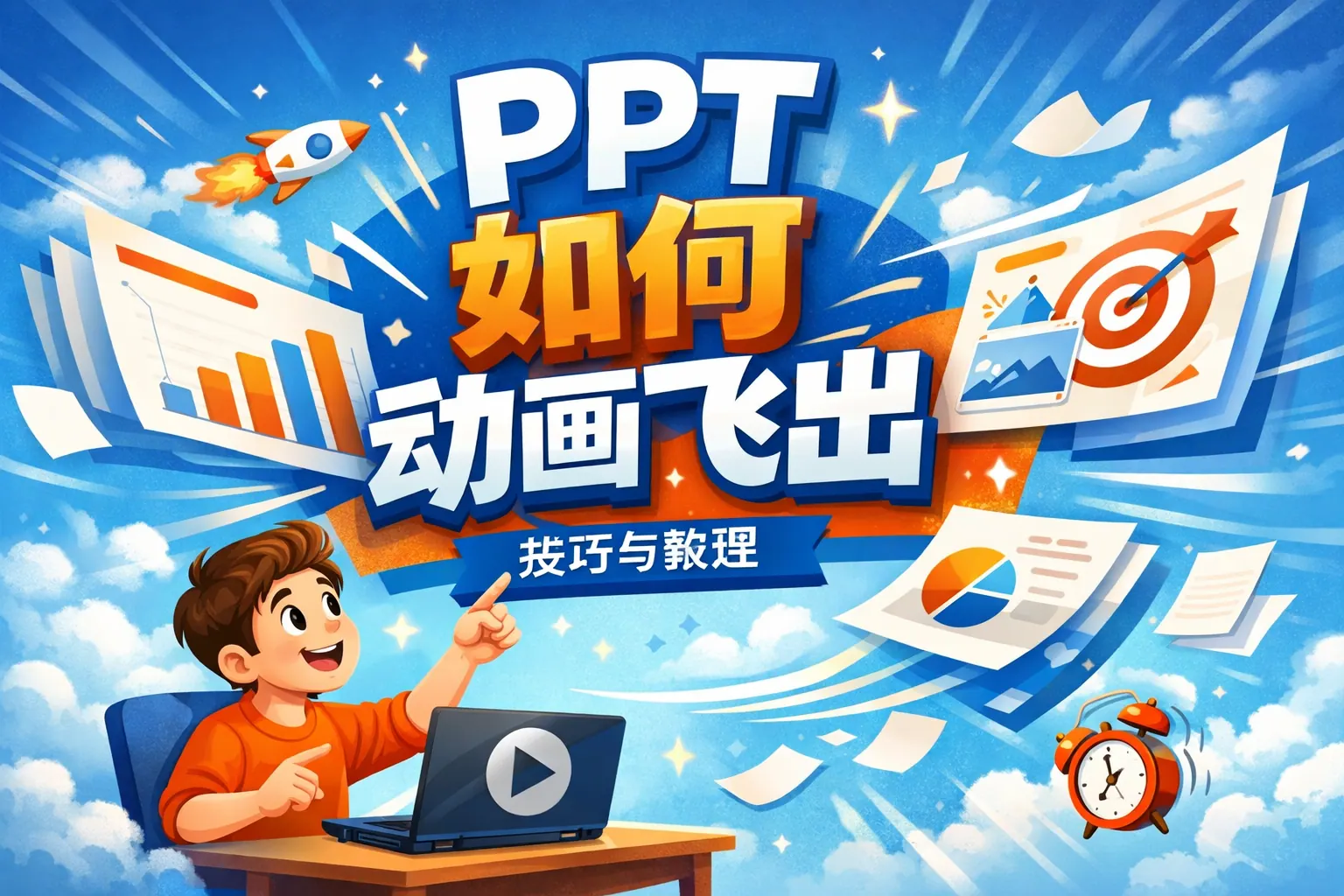 ppt 如何动画飞出