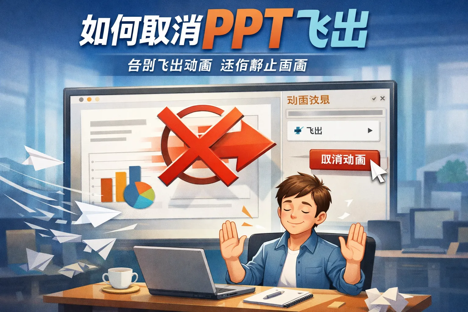 如何取消ppt飞出