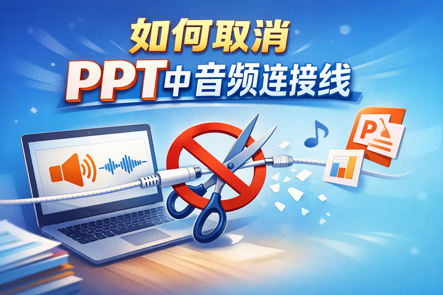 如何取消ppt中音频连接线