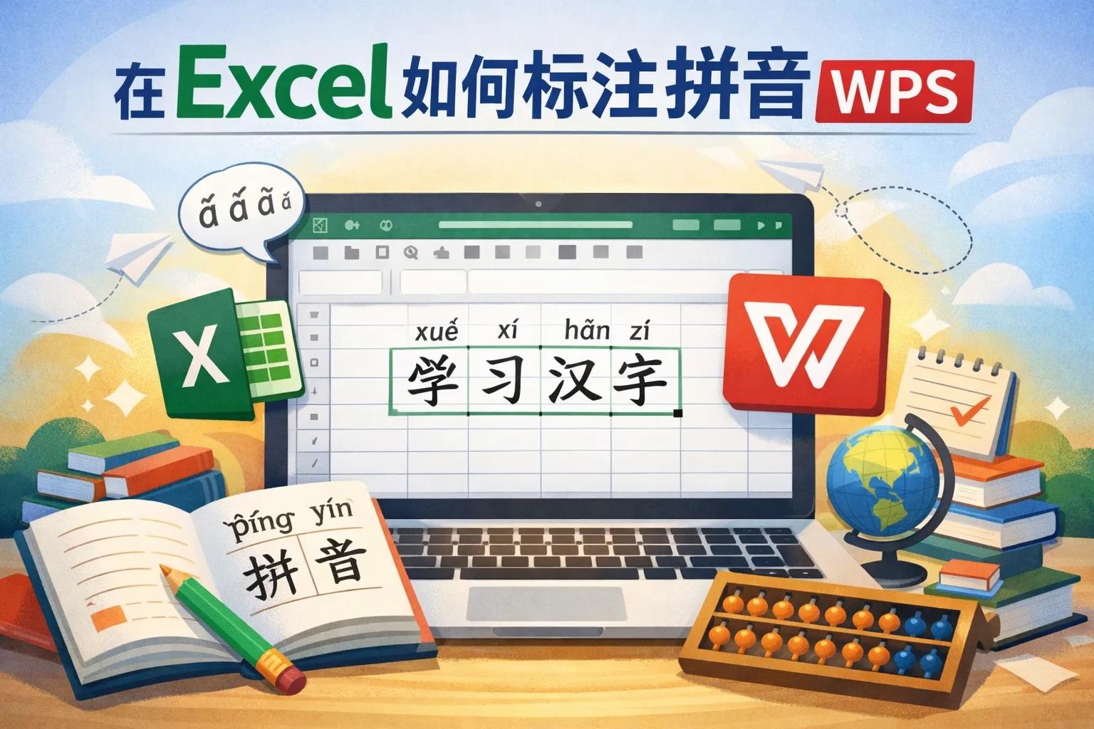 在excel如何标注拼音wps