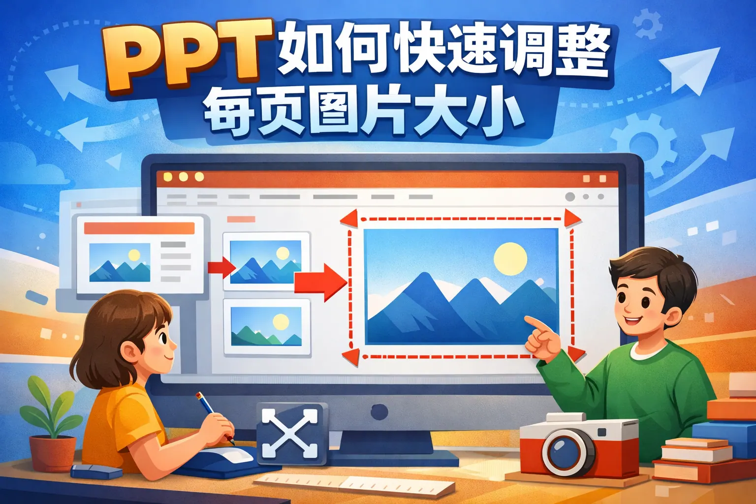 ppt如何快速调整每页图片大小