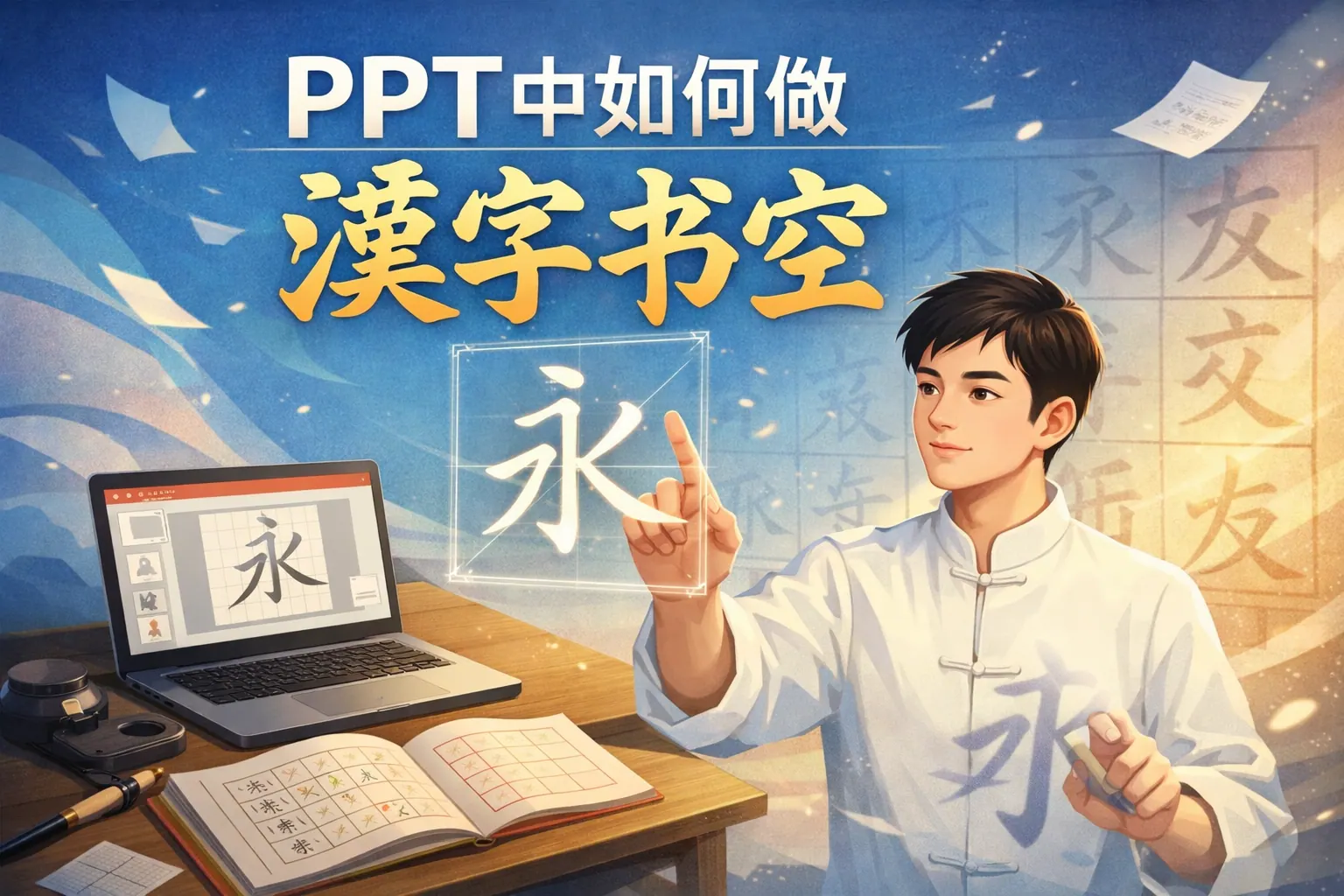 ppt中如何做汉子书空