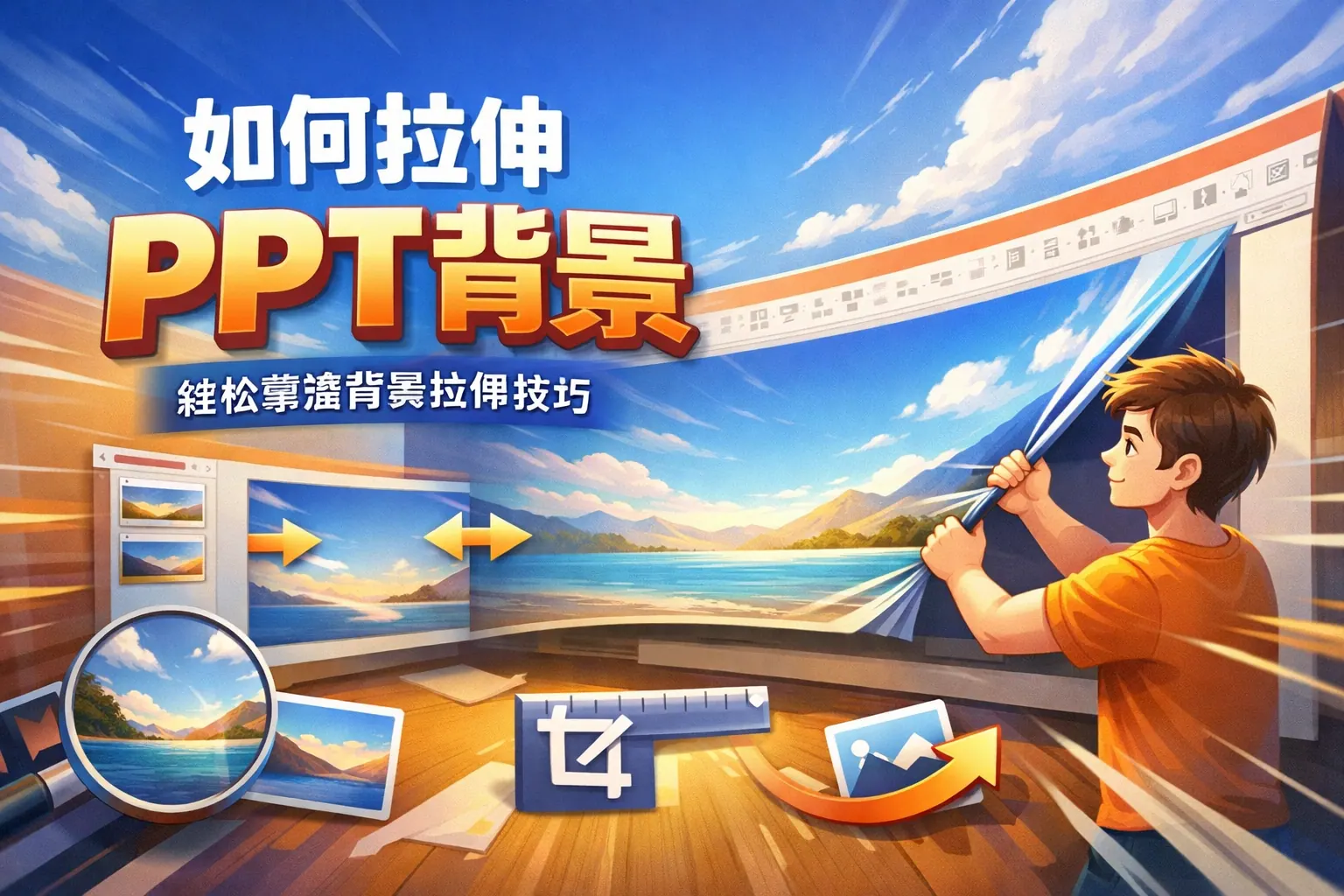 如何拉伸ppt背景