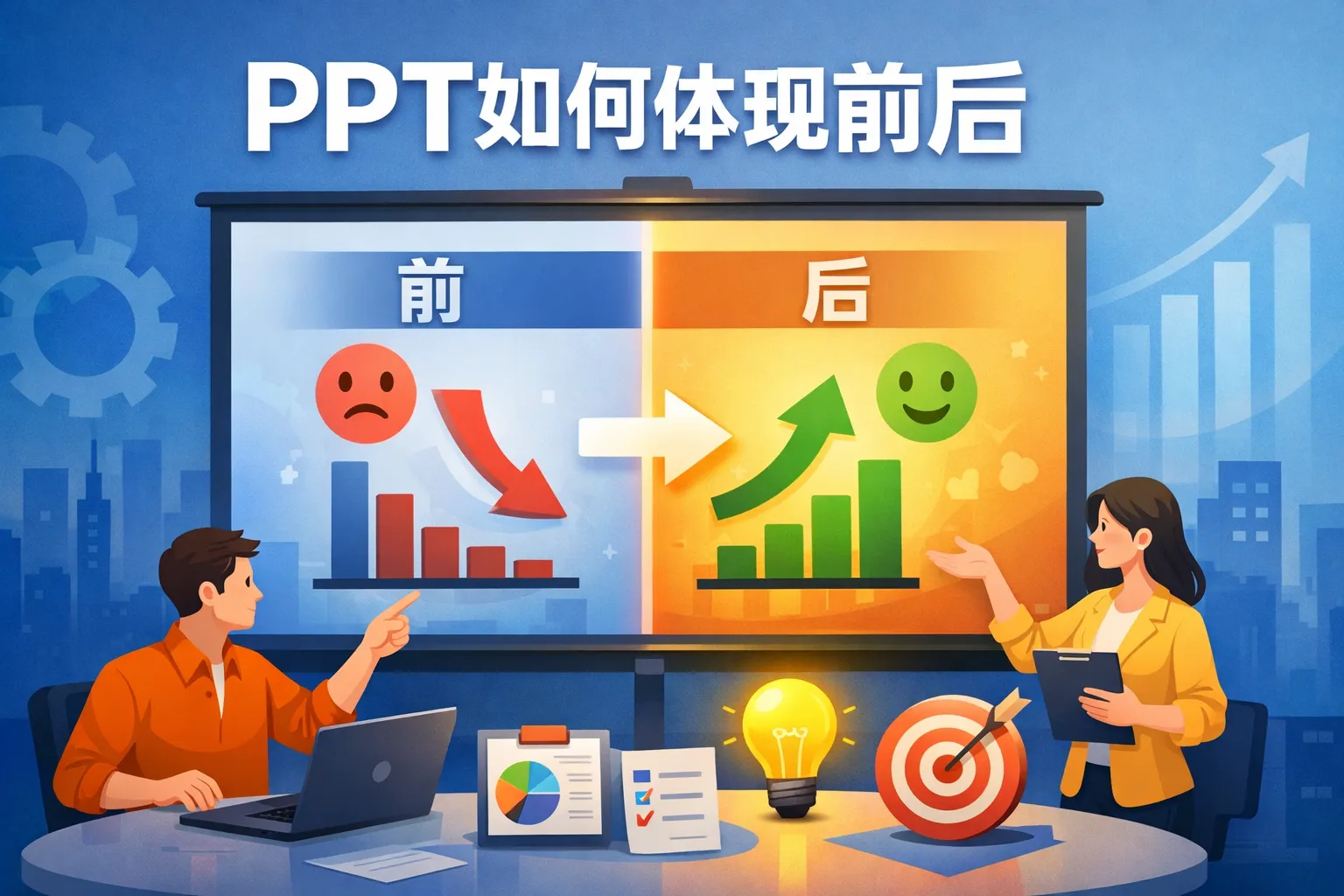 ppt如何体现前后