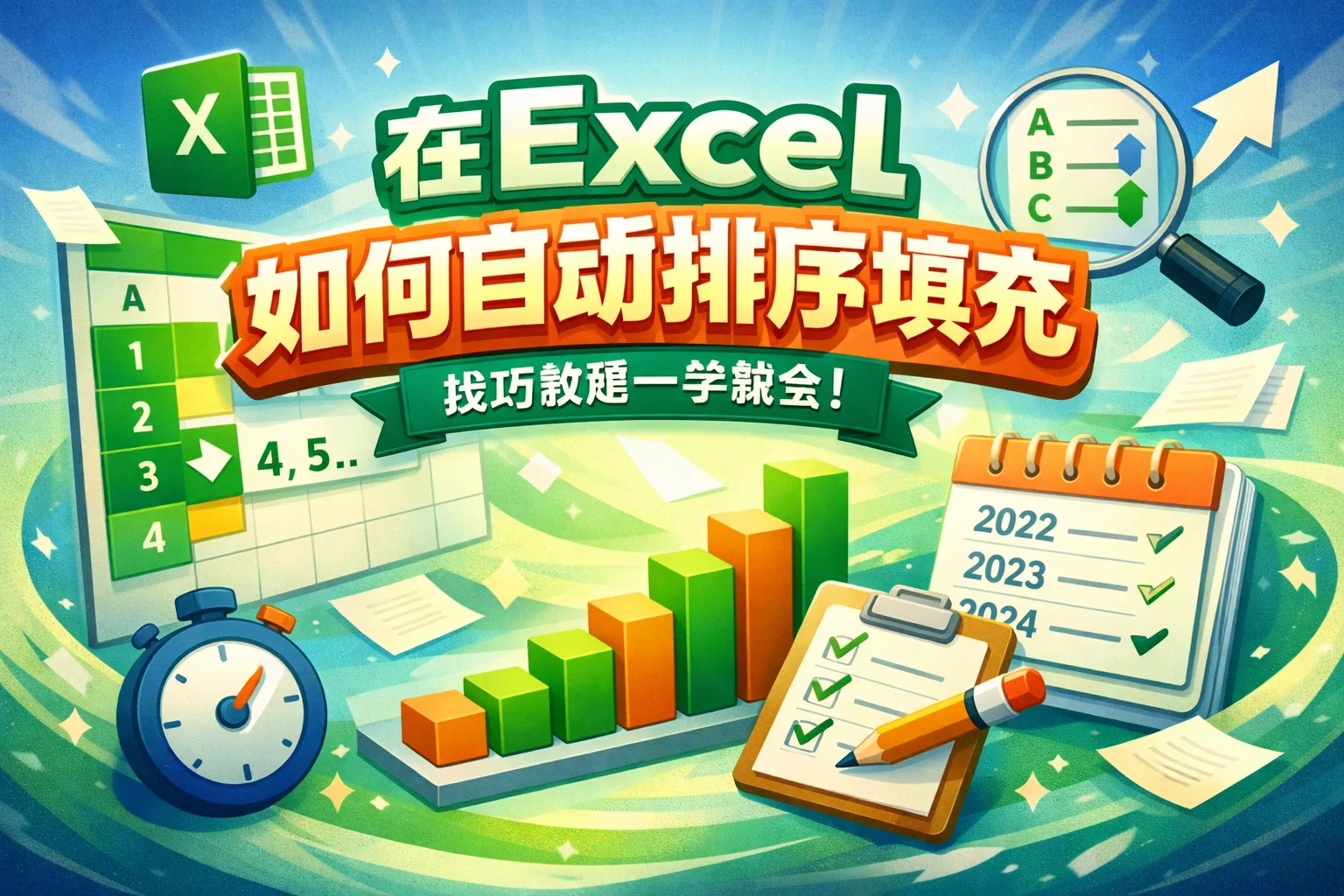 在excel如何自动排序填充