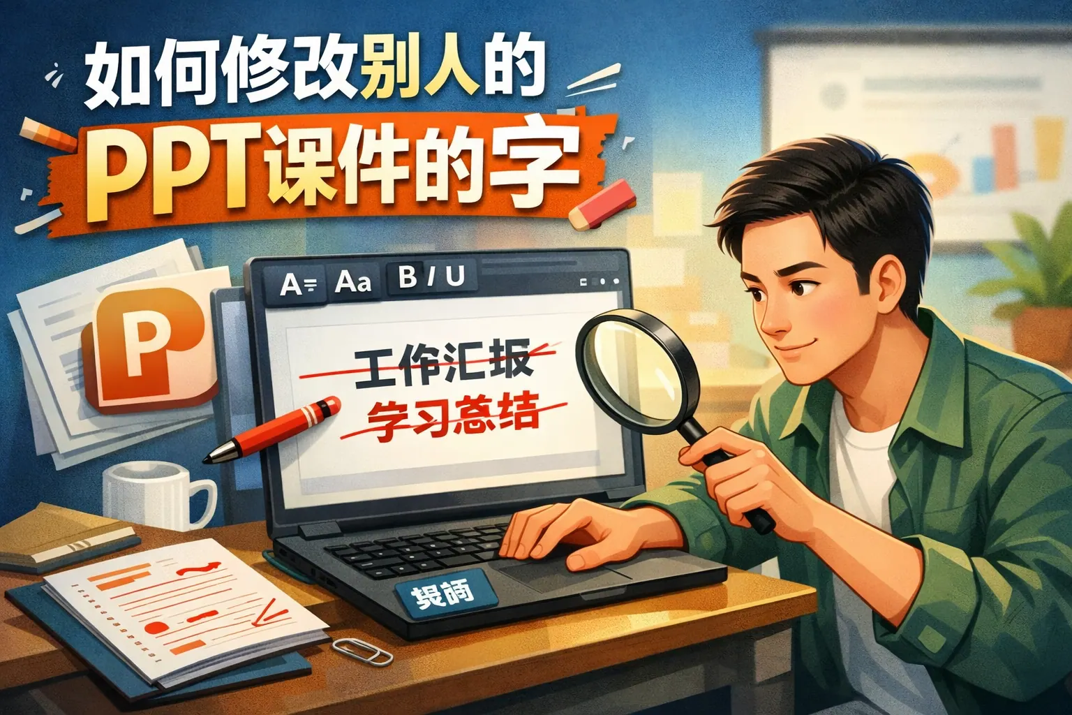 如何修改别人的ppt课件的字