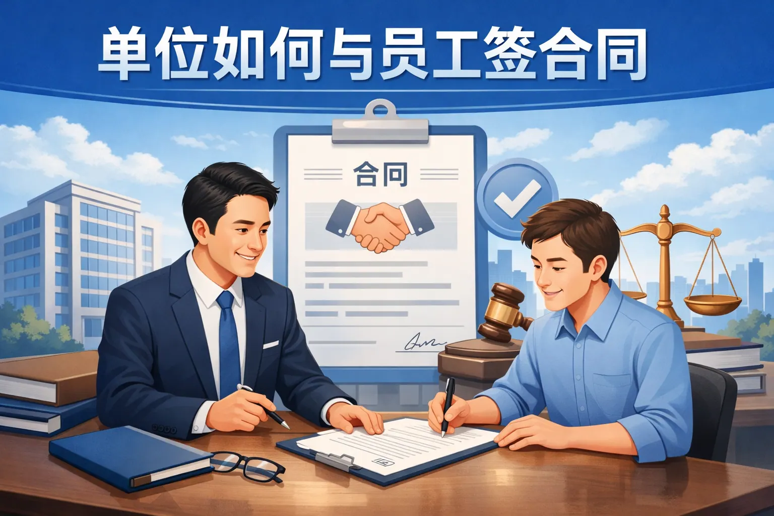 单位如何与员工签合同