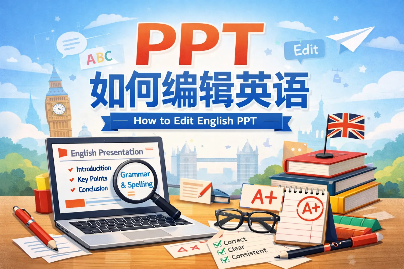 ppt如何编辑英语