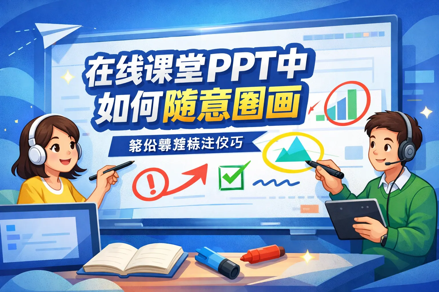 在线课堂ppt中如何随意圈画