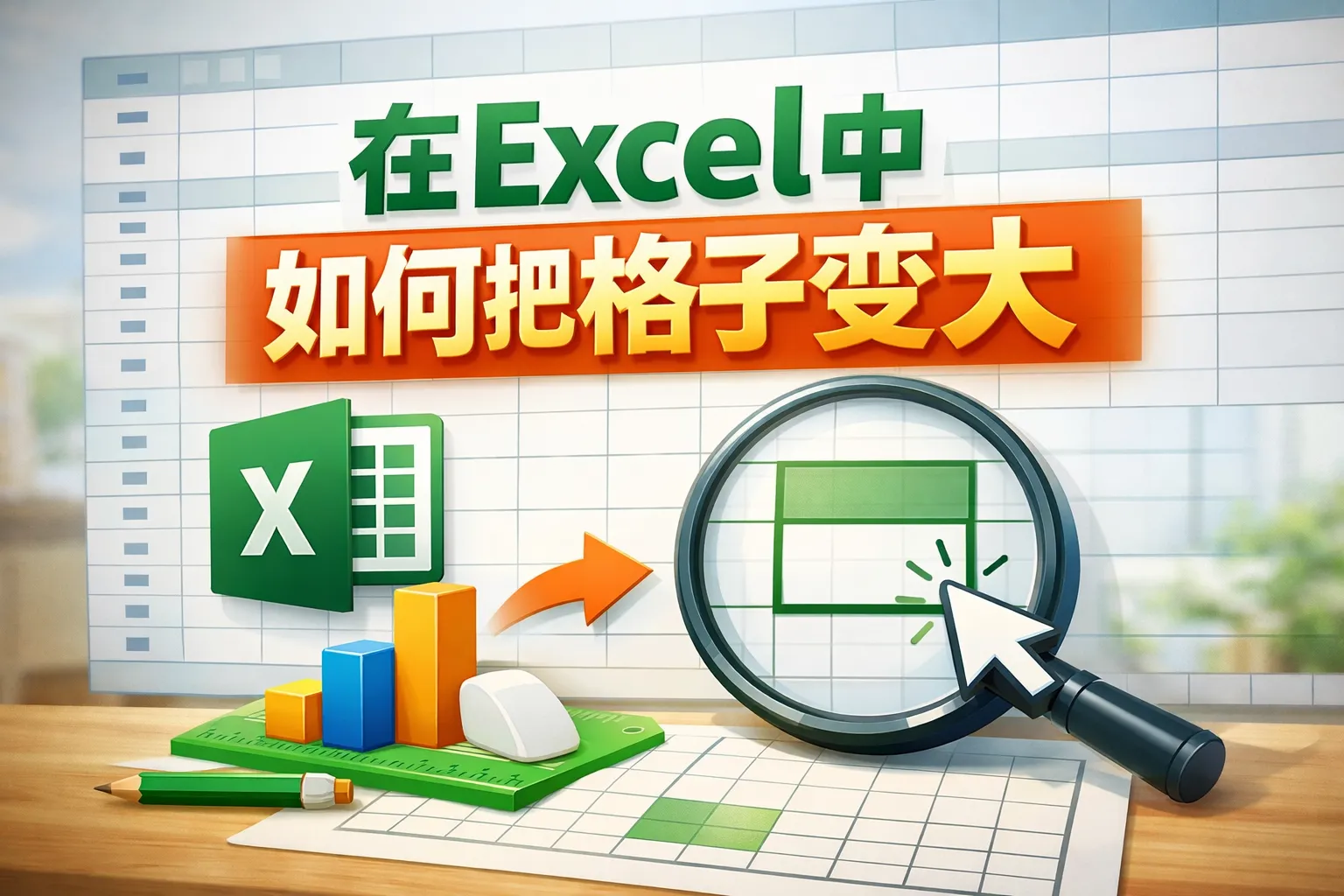 在excel中如何把格子变大