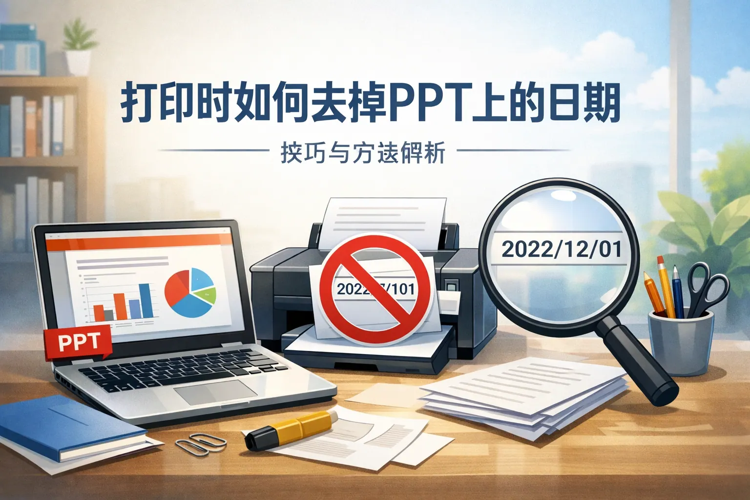 打印时如何去掉ppt上的日期