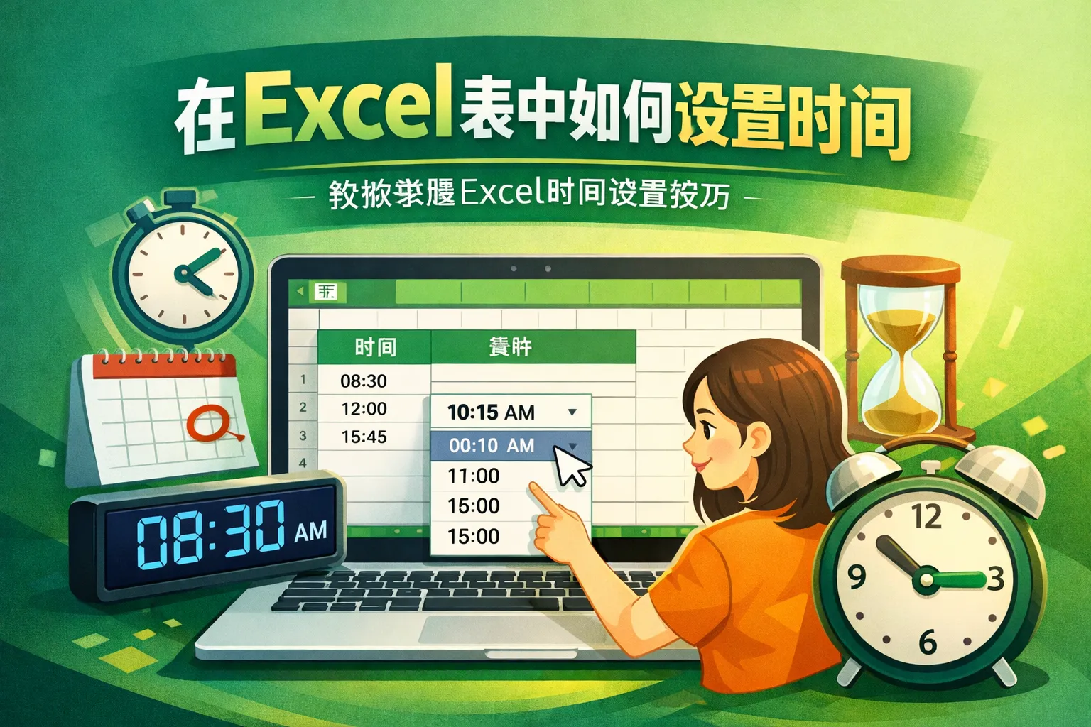 在excel表中如何设置时间