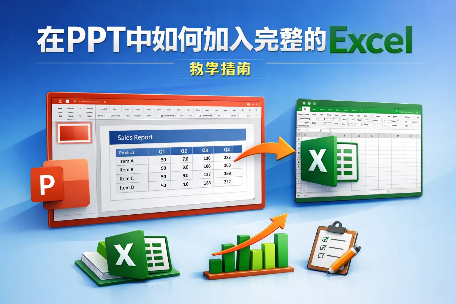 在ppt中如何加入完整的excel