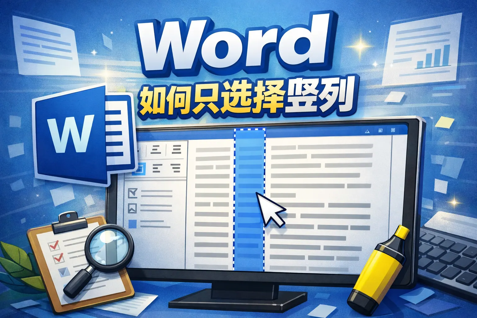 word如何只选择竖列