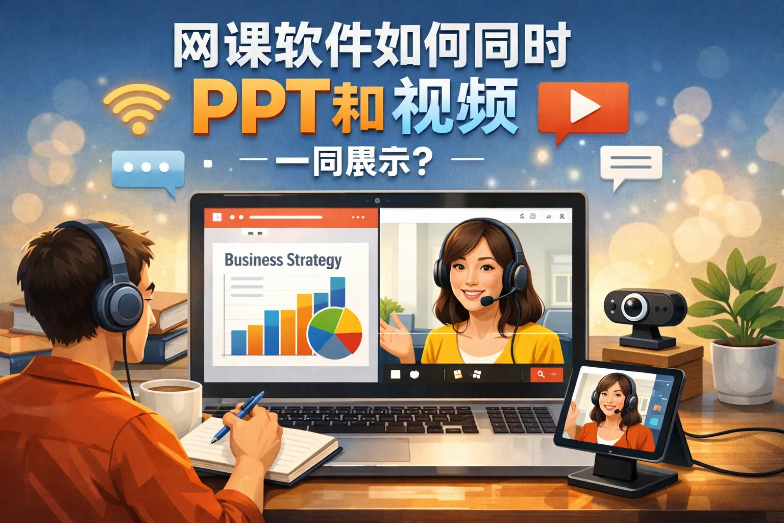 网课软件如何同时ppt和视频