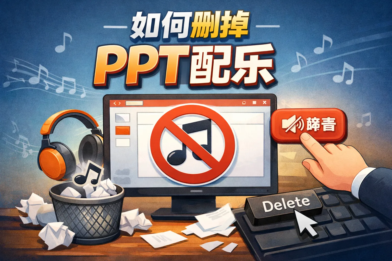 如何删掉ppt配乐