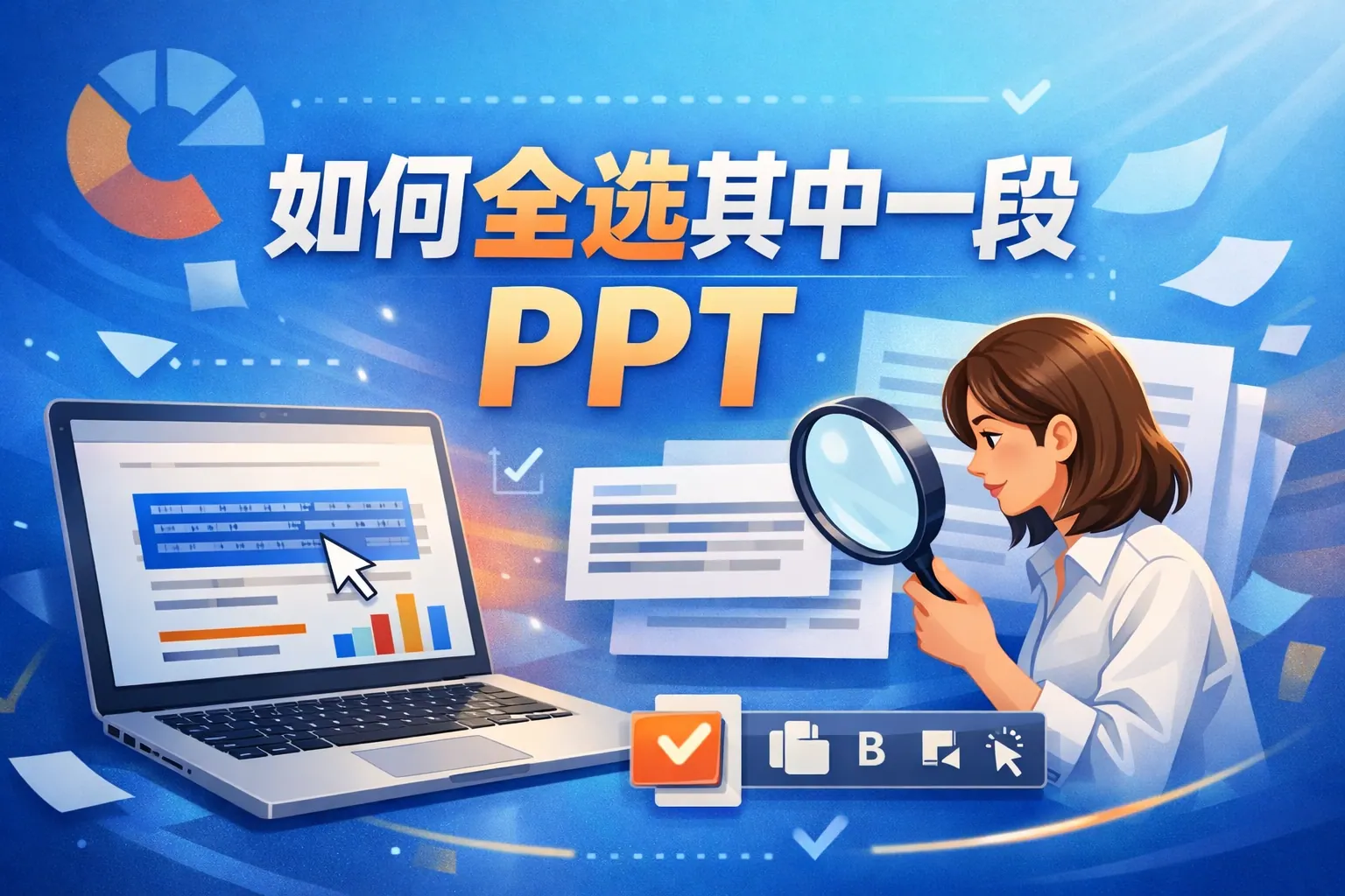 如何全选其中一段ppt