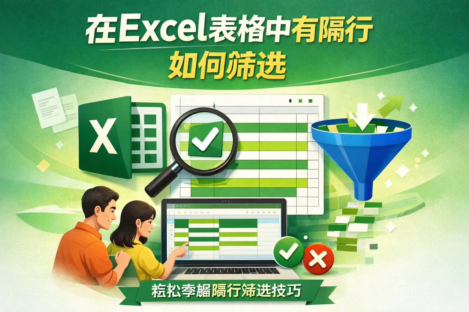 在excel表格中有隔行如何筛选