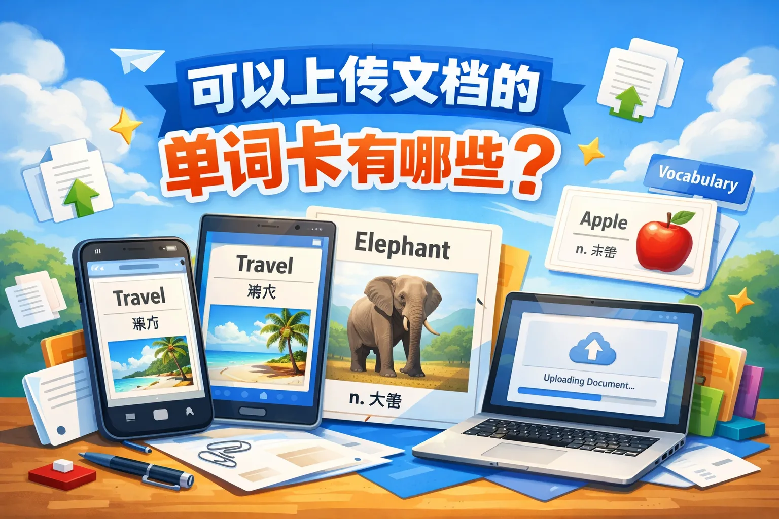 可以上传文档的单词卡有哪些