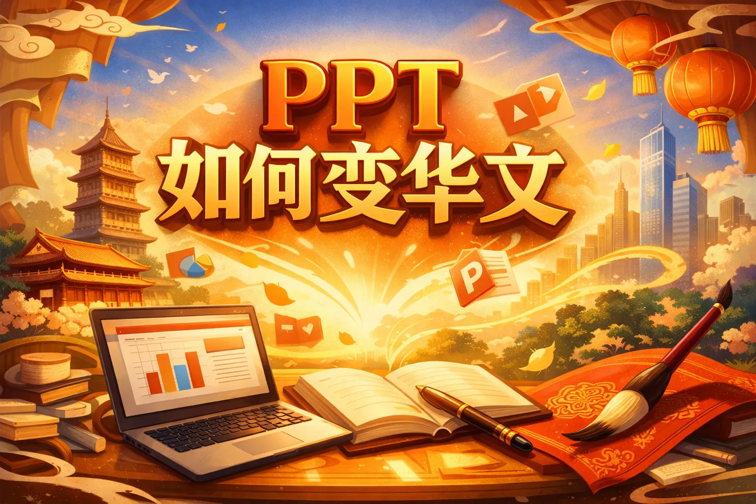 ppt 如何变华文