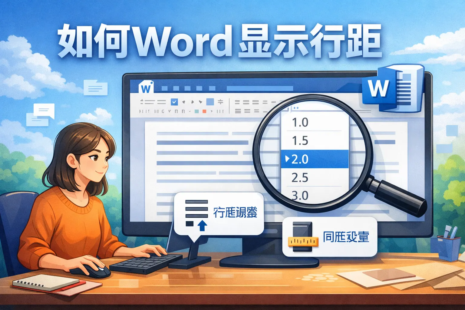 如何word显示行距