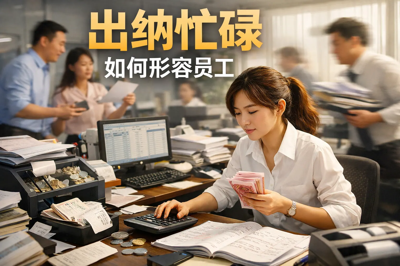 出纳忙碌如何形容员工