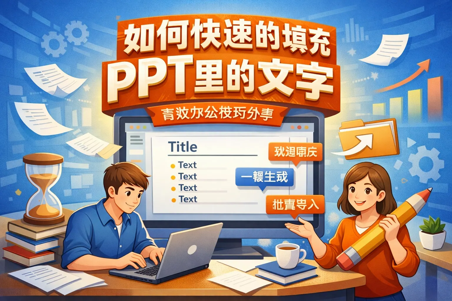 如何快速的填充ppt里的文字