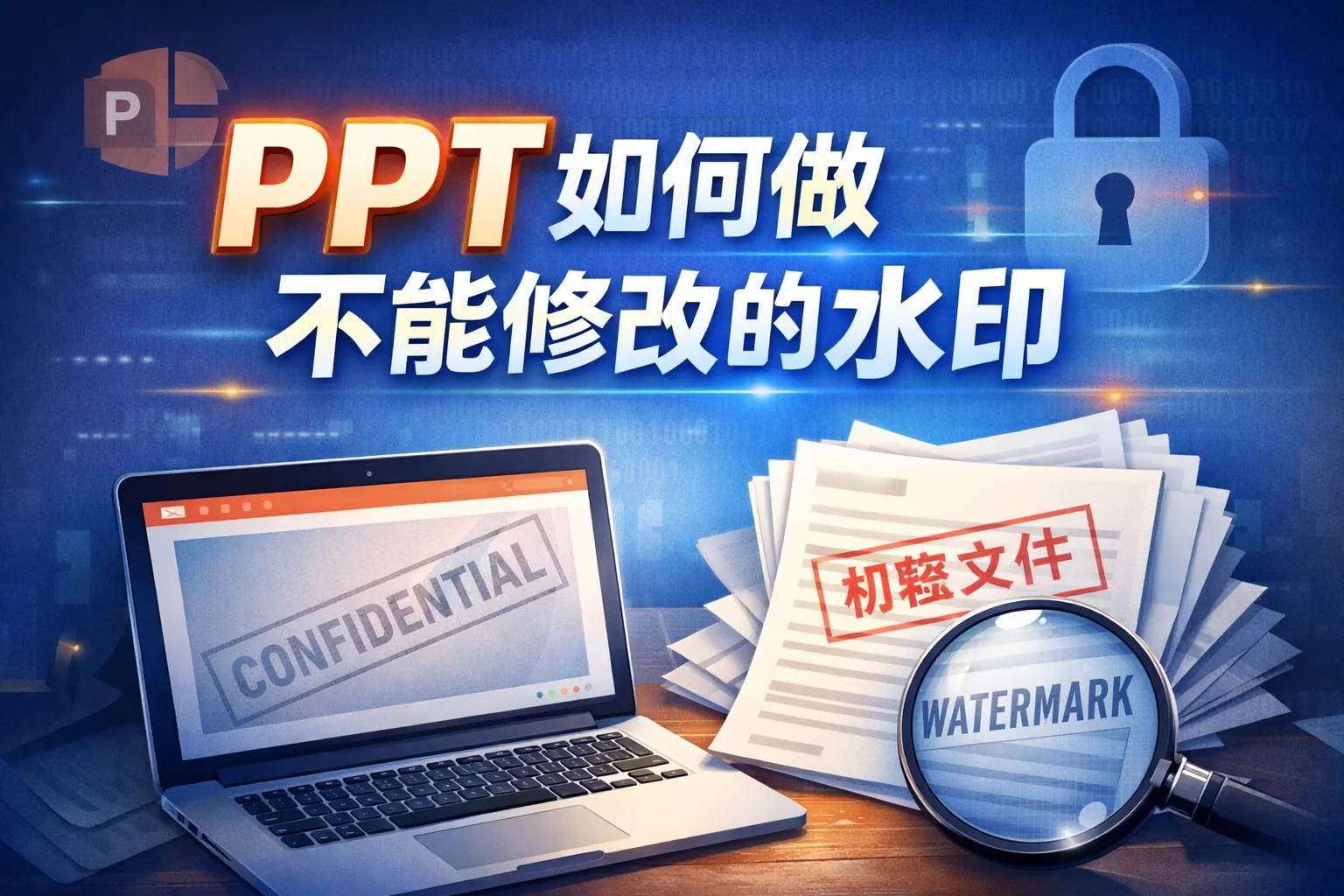 ppt如何做不能修改的水印