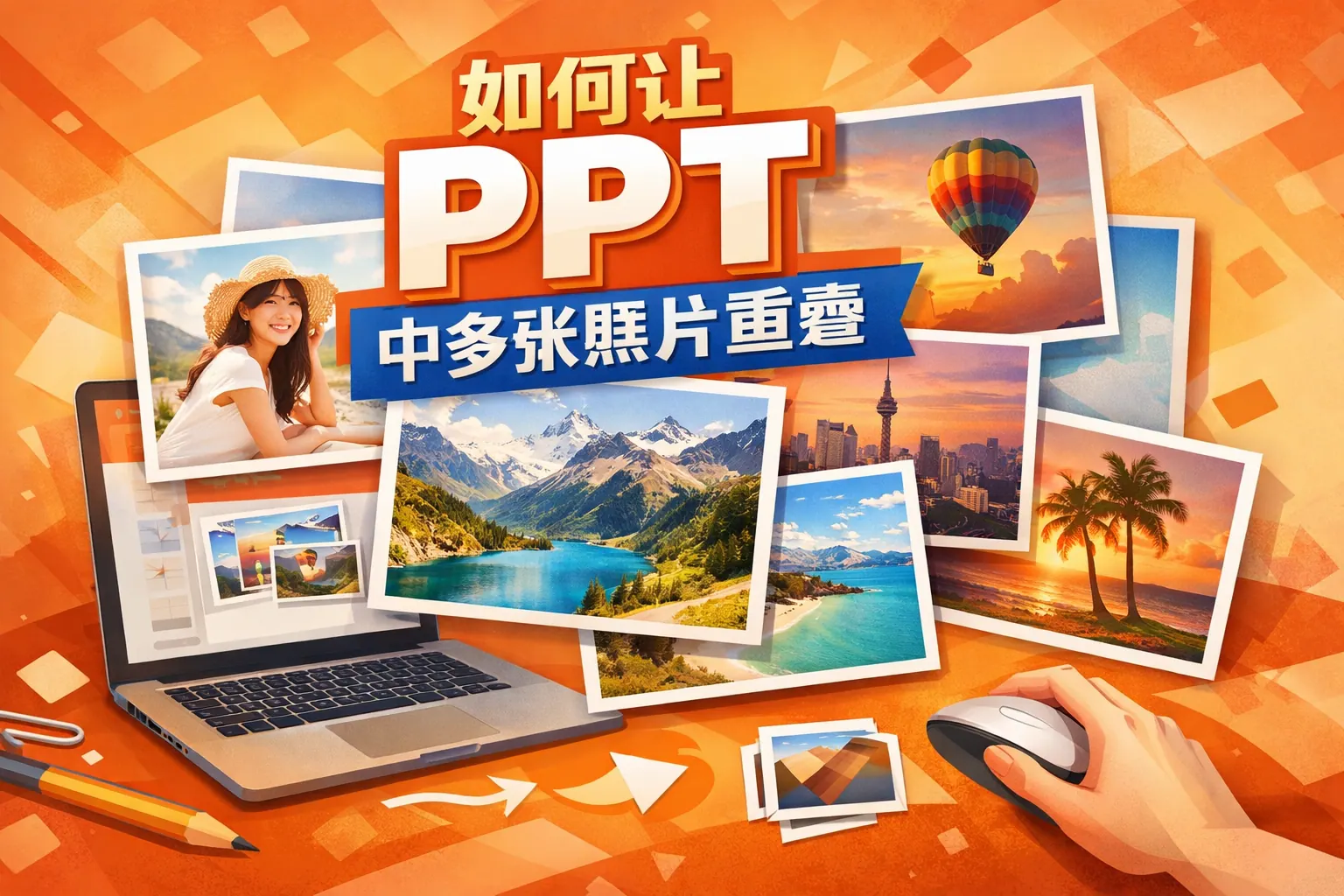 如何让pPT中多张照片重叠